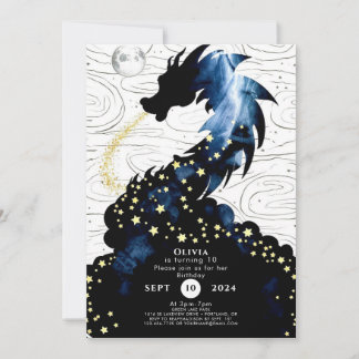 Majestic Mythical Dragon Birthday Einladung