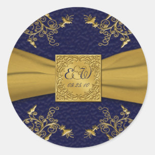 Majestic Navy und Gold 1,5" Durchmesser Rundaufkle Runder Aufkleber
