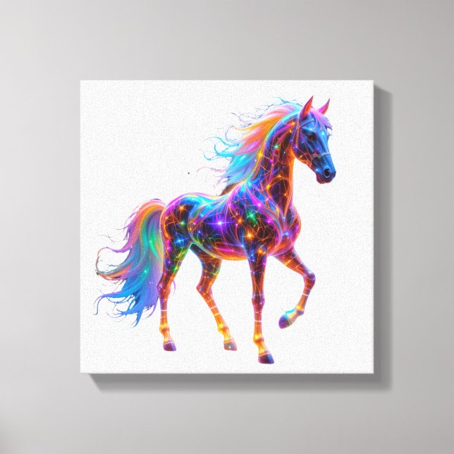 Majestic Neon Horse Leinwanddruck (Vorderseite)