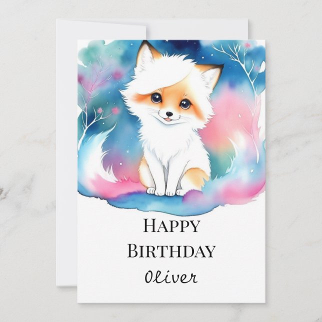 Majestic Niedlich Fox Birthday Karte (Vorderseite)