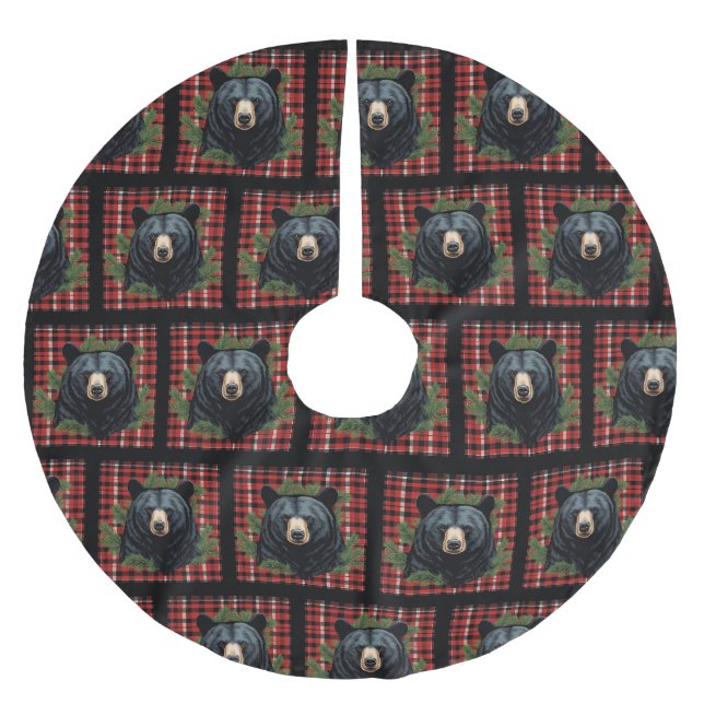 Majestic Northern Black Bar Tree Skirt Polyester Weihnachtsbaumdecke (Vorderseite)