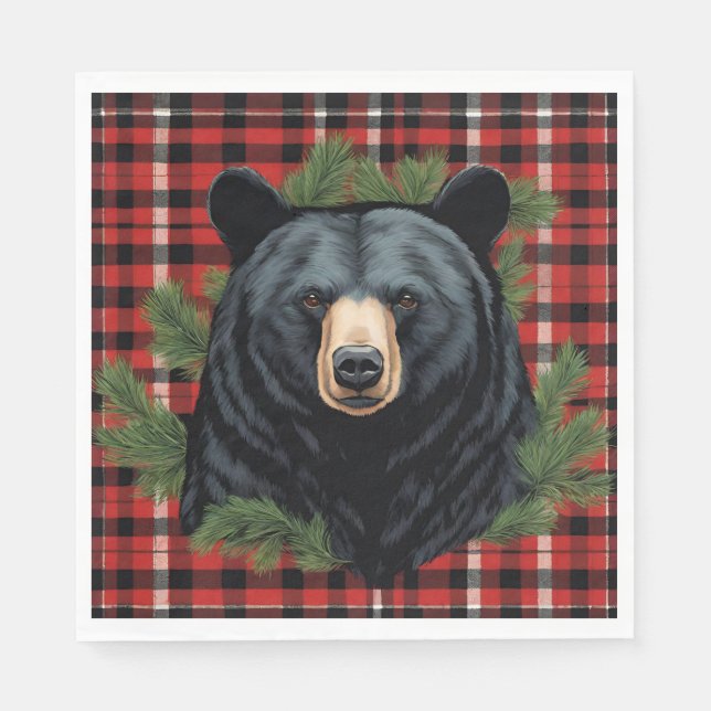 Majestic Northern Black Bären Paper Napkin Serviette (Vorderseite)