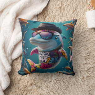 Majestic Ocean Bliss: Dolphin Pillow Kissen
