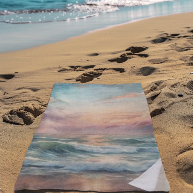 Majestic Ocean Sunset Waves Wasserfarbenküste Strandtuch (Von Creator hochgeladen)