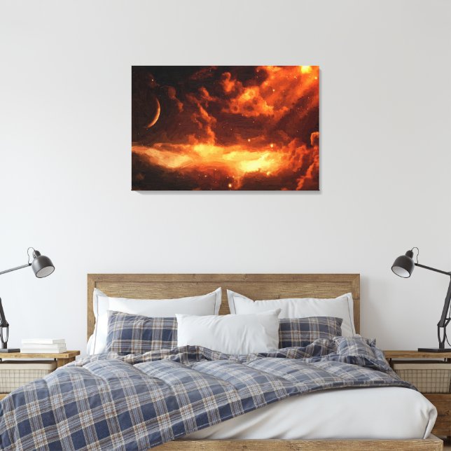 Majestic Orange Space Oil Painting Print Leinwanddruck (Insitu (Schlafzimmer))