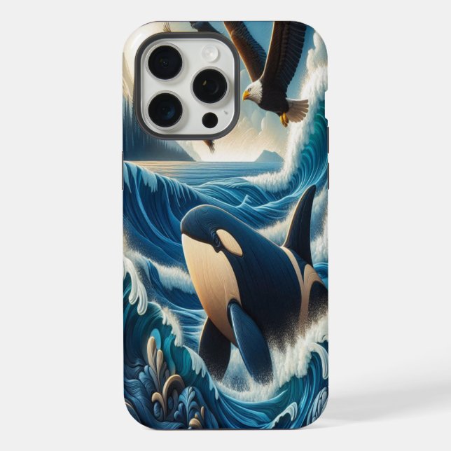 Majestic Orca: Ocean Symphony iPhone 15 Pro Max Hülle (Rückseite)