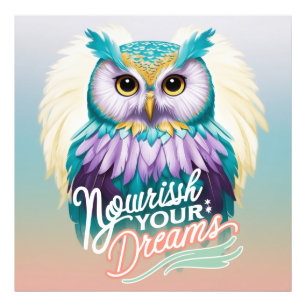 "Majestic Owl with Motivierend Message" Fotodruck