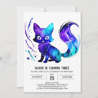 Majestic Painted Fox Digital Boy Geburtstag Einladung