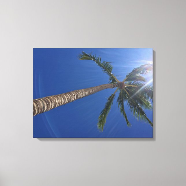 Majestic Palm Tree mit Sun Rays Canvas Print Leinwanddruck (Vorderseite)