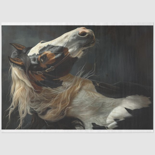 Majestic Palomino Running Horning Decoupage Seidenpapier (Vorderseite)