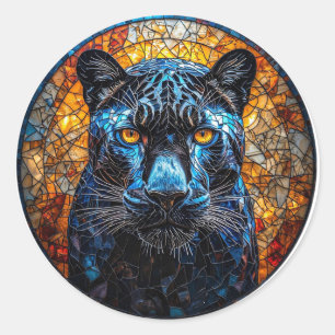 Majestic Panther gestanzte Glaskunstwerke Runder Aufkleber