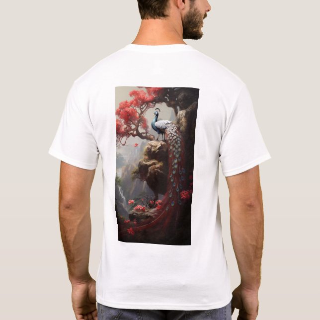 Majestic Peacock auf dem antiken T - Shirt des Bau (Rückseite)