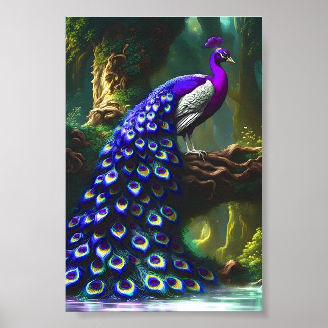 Majestic Peacock Digital Art Printing Poster (Vorne)