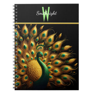 Majestic Peacock-Elegance Monogram Notizblock
