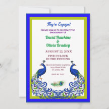 Majestic Peacock Fiançailles Invitation Card