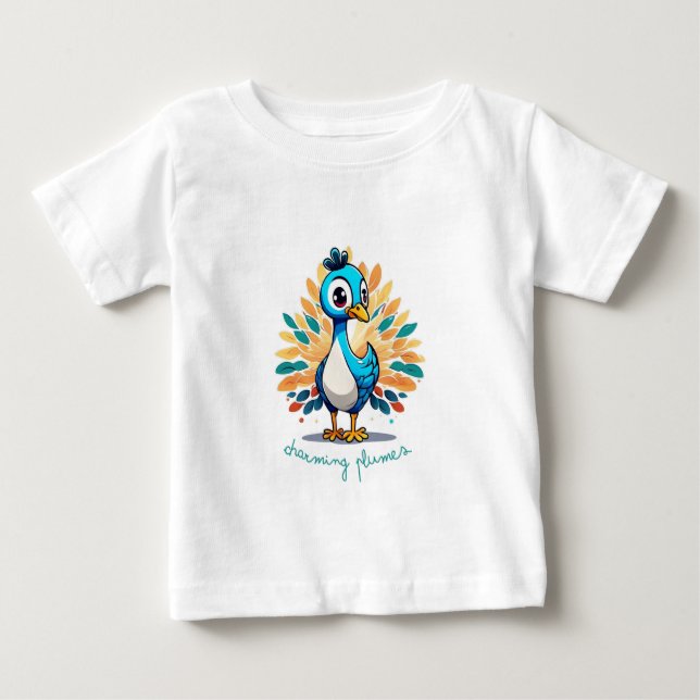 Majestic Peacock mit farbenprächtigem Schwanz Baby T-shirt (Vorderseite)