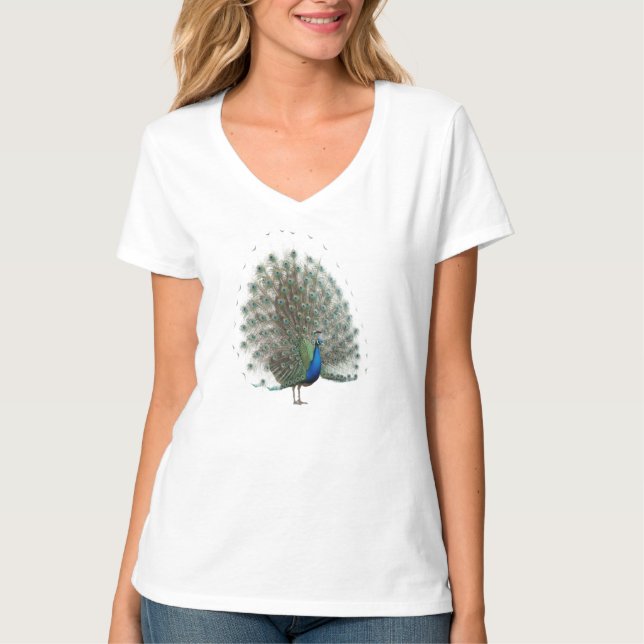 Majestic Peacock mit farbenprächtigem Schwanz T-Shirt (Vorderseite)