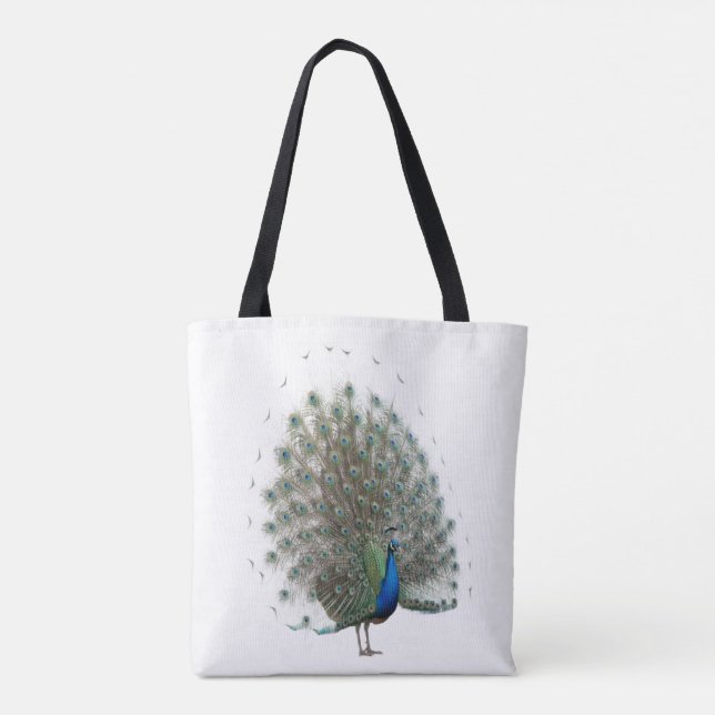 Majestic Peacock mit farbenprächtigem Schwanz Tasche (Rückseite)