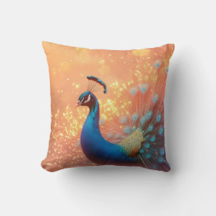 Majestic Peacock mit lebhaftem Plumage Kissen