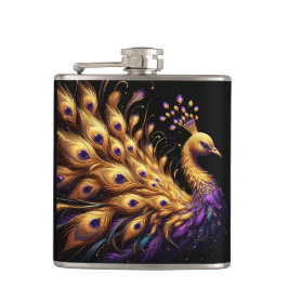Majestic Peacock mit Lila und goldenem Feeling Flachmann