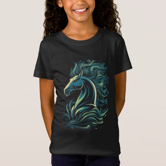 Majestic Pferd mit Mane Art T-Shirt (Vorderseite)