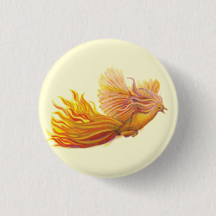Majestic Phoenix Bird Button