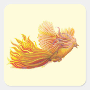 Majestic Phoenix Bird Quadratischer Aufkleber