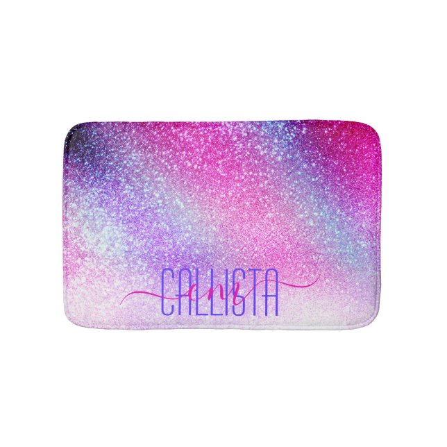 Majestic Pink Lila Nebel Galaxy Glitzer Badematte (Vorderseite)