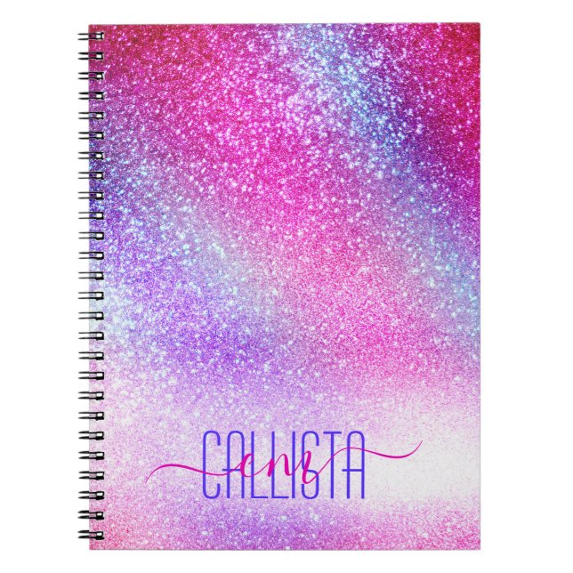 Majestic Pink Lila Nebel Galaxy Glitzer Notizblock (Vorderseite)