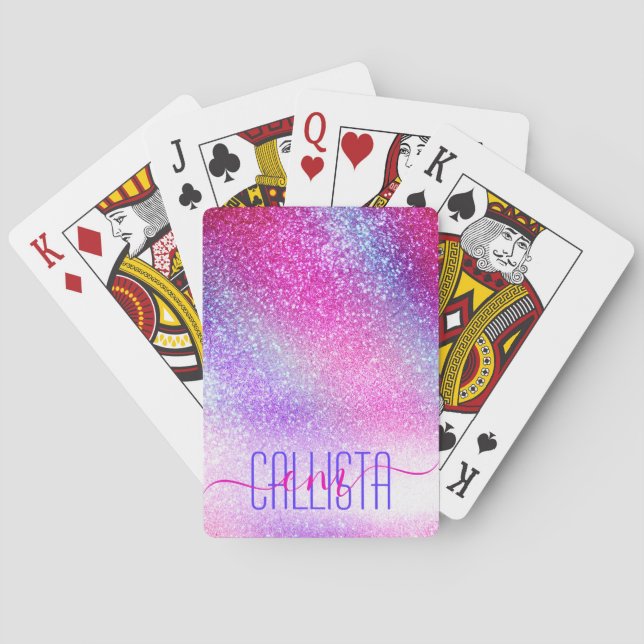 Majestic Pink Lila Nebel Galaxy Glitzer Spielkarten (Rückseite)