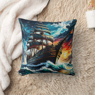 Majestic Pirate Segelschiff bei Sunset Kissen