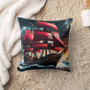Majestic Pirate Ship durch Sturmy Seas Kissen