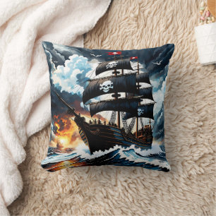 Majestic Pirate Ship durch Sturmy Seas Kissen