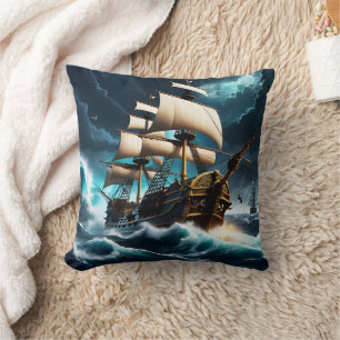 Majestic Pirate Ship durch Sturmy Seas Kissen