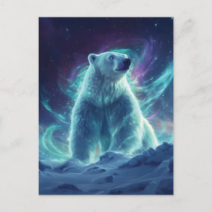 Majestic Polar Bear Design mit Northern Lights Feiertagspostkarte