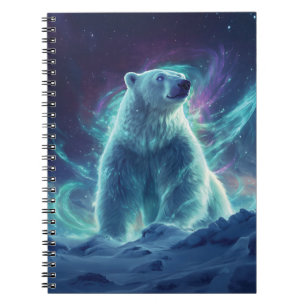 Majestic Polar Bear Design mit Northern Lights Notizblock