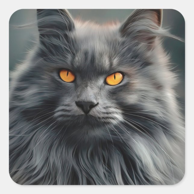 Majestic Portrait Design für lange Haare Quadratischer Aufkleber (Vorderseite)