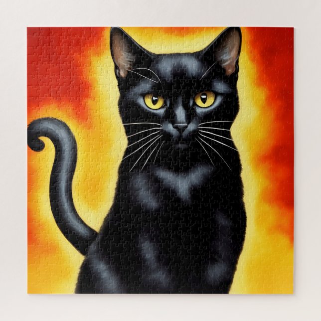 Majestic Porträt einer imposanten schwarzen Katze (Vertikal)