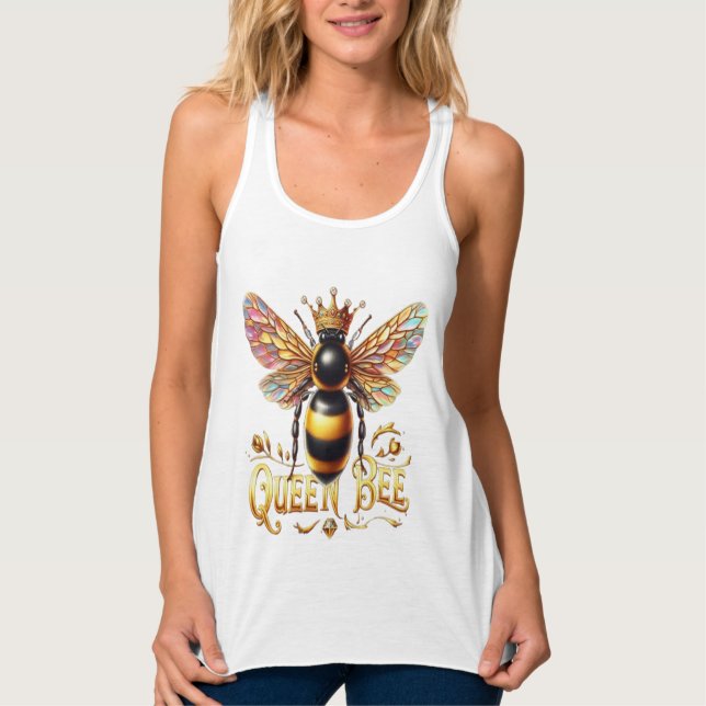 Majestic Queen Bee Illustration mit einer Krone Tank Top (Vorderseite)