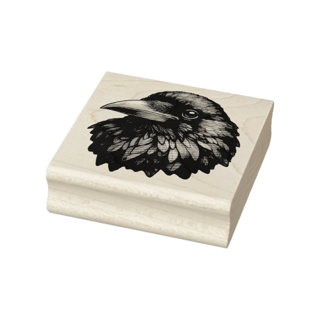 Majestic Raven Portrait - Rabe, Vogel, wild lebend Gummistempel (Stempel)