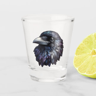 Majestic Raven Portrait - Rabe, Vogel, wild lebend Schnapsglas