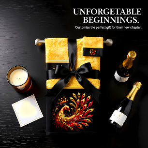 Majestic Red and Gold Peacock Badhandtuch Set