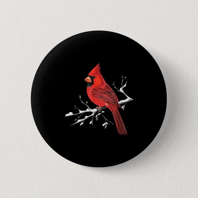 Majestic Red Cardinal Birdwatching Birdwatcher Bir Button (Vorderseite)