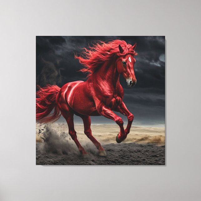 Majestic Red Horse Running Leinwanddruck (Vorderseite)