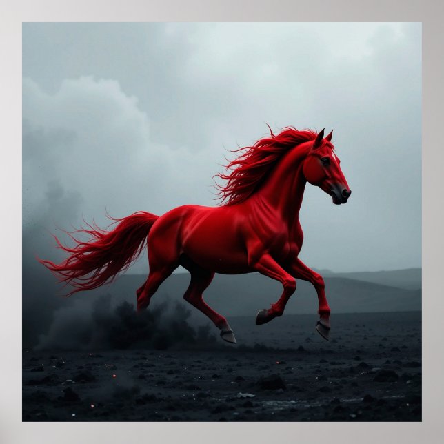 Majestic Red Horse Running Poster (Vorne)