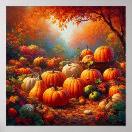 Majestic Red Pumpkin Forest verzauberte Dschungelw Poster