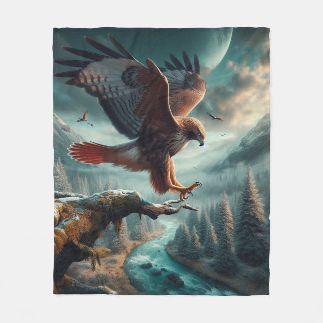 Majestic Red-Tail Hawk Soaring Fleecedecke (Vorderseite)