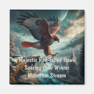 Majestic Red-Tail Hawk Soaring Magnet