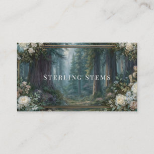 Majestic Redwood Forest Floral Frame Visitenkarte