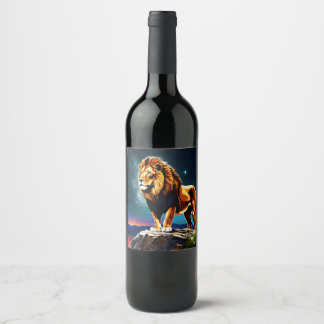 "Majestic Roar: Ein Löwenblick" Weinetikett